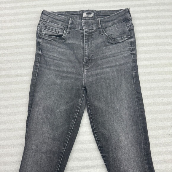 MOTHER High Waisted Looker Ankle Fray Denim Jeans Womens Size 25 Black - Picture 4 of 11